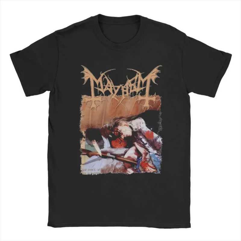 Rock Mayhem band vintage punk mens T shirt death metal hipster tee shirt short sleeve round neck T-shirt pure cotton clothesXJ240102