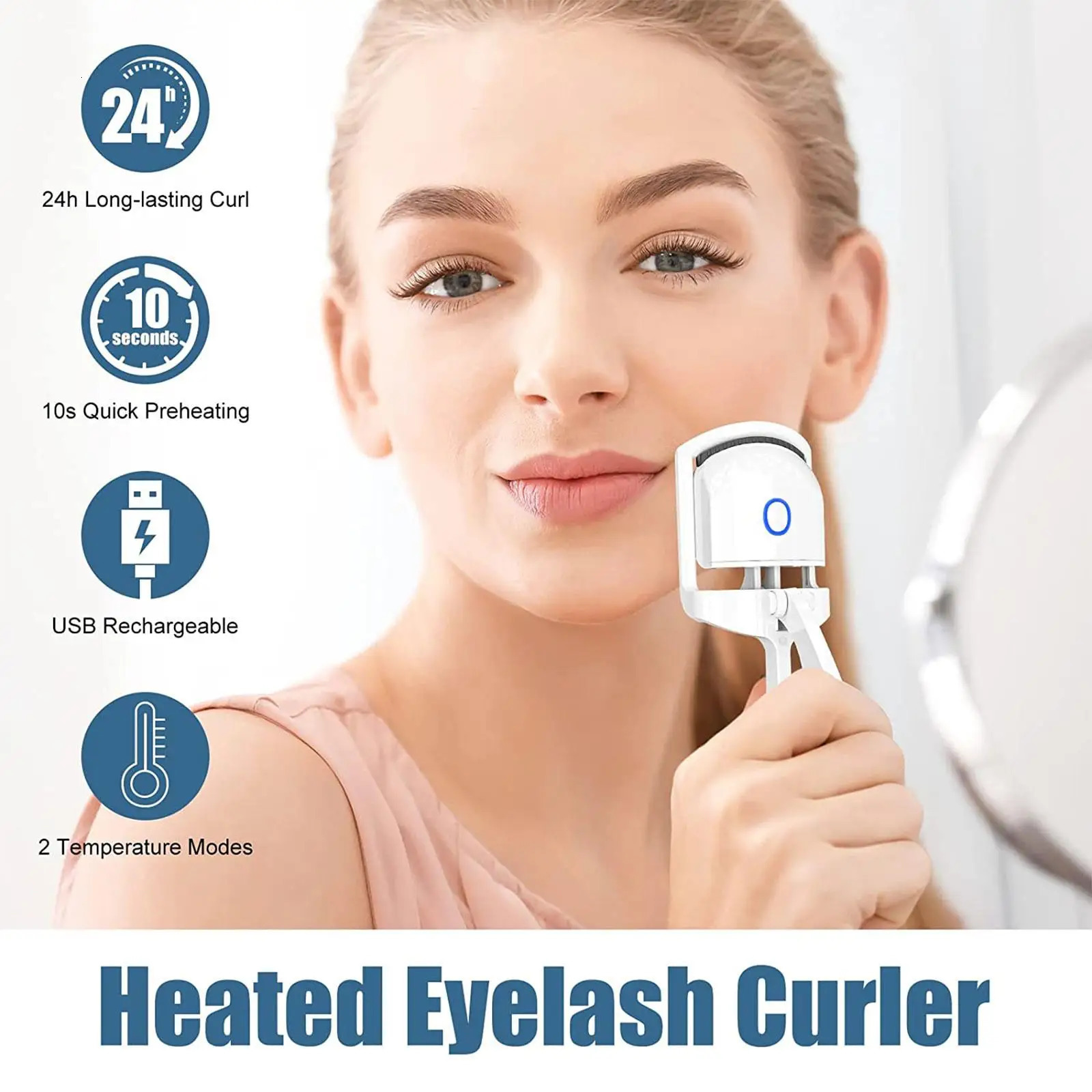 Mini Beauty Make-Up Rechargeable Tools Electric Heated Portable Pink Eyelash Curler USB Eyelashes Lashes Accessories 241226
