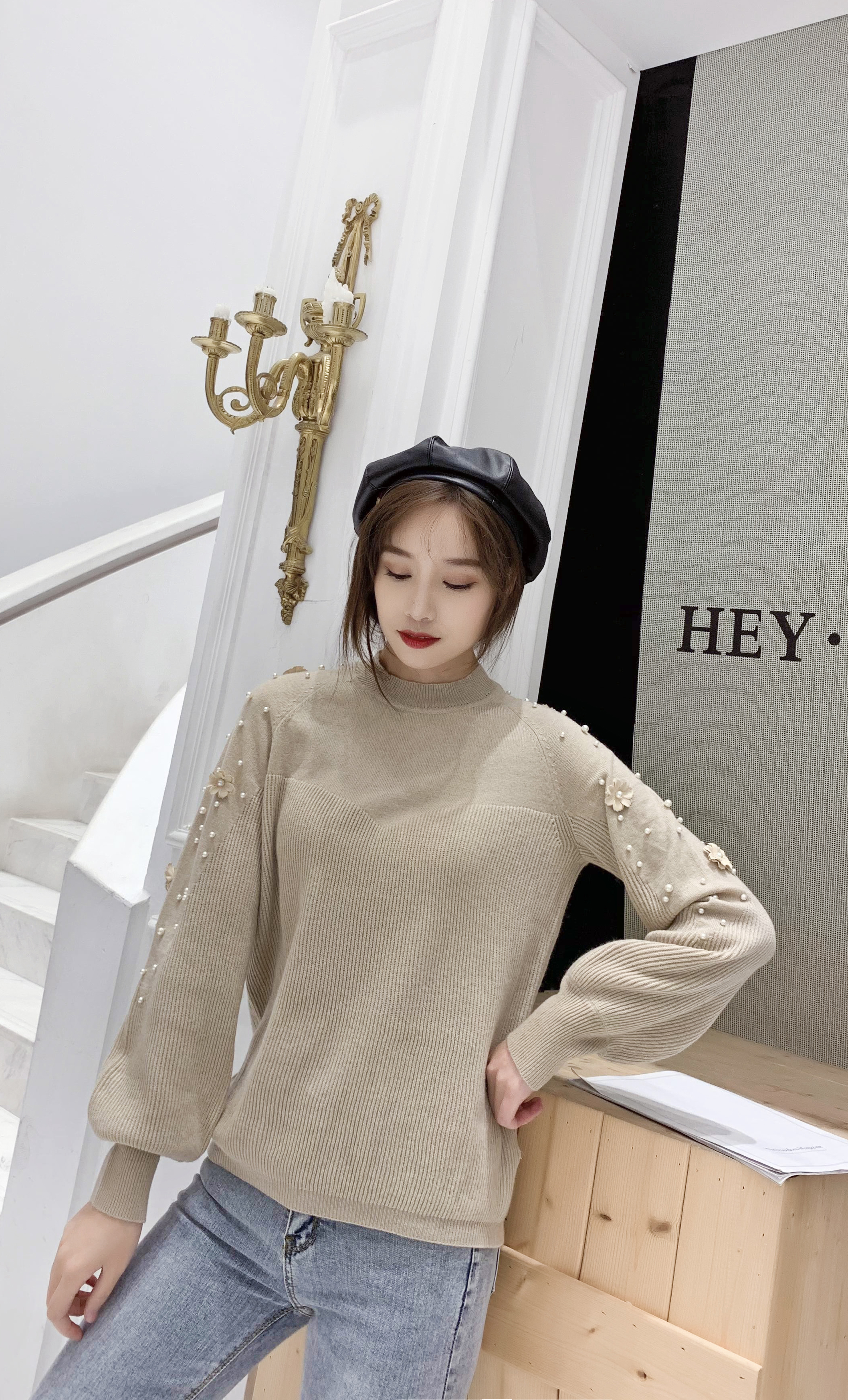 Women's Knitted Sweater - Soft Cotton Blend for Comfortable Wear