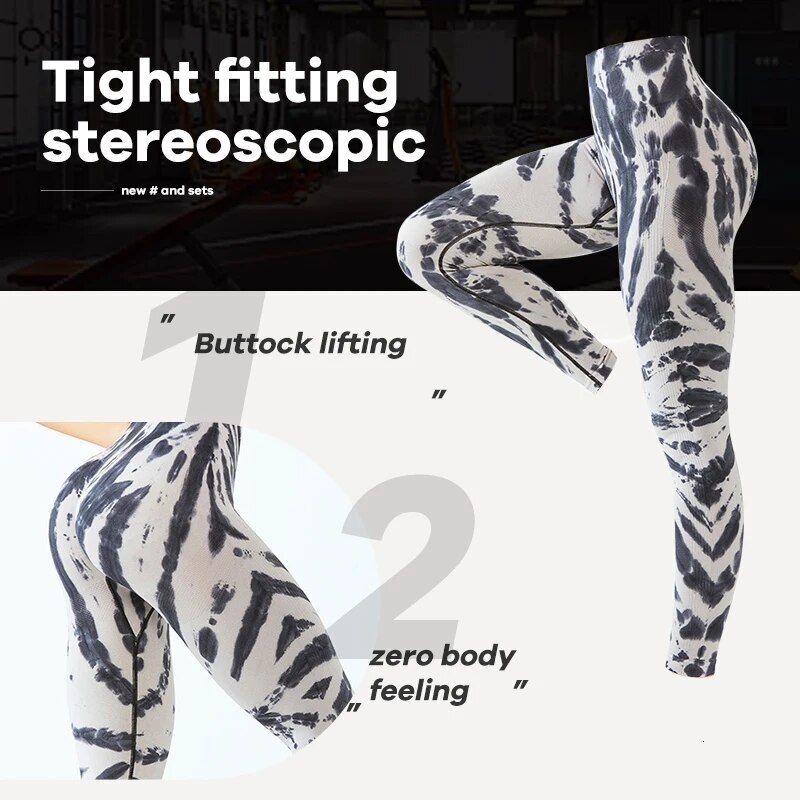 Tie Dye For Women's Seamless High Waisted Sexy Sit Up Yoga Pants Gym Fiess Leggings Abdominal Control Training Runnin