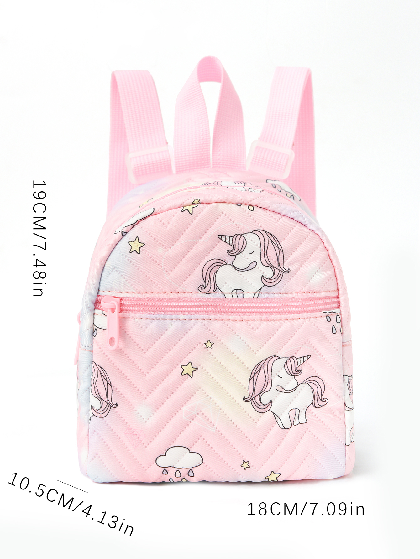 1 Pc Cute Cartoon Unicorn Dia Print Kids Backpack Handbag For Girls, Students, Outdoor Travel, School, Holiday Gifts