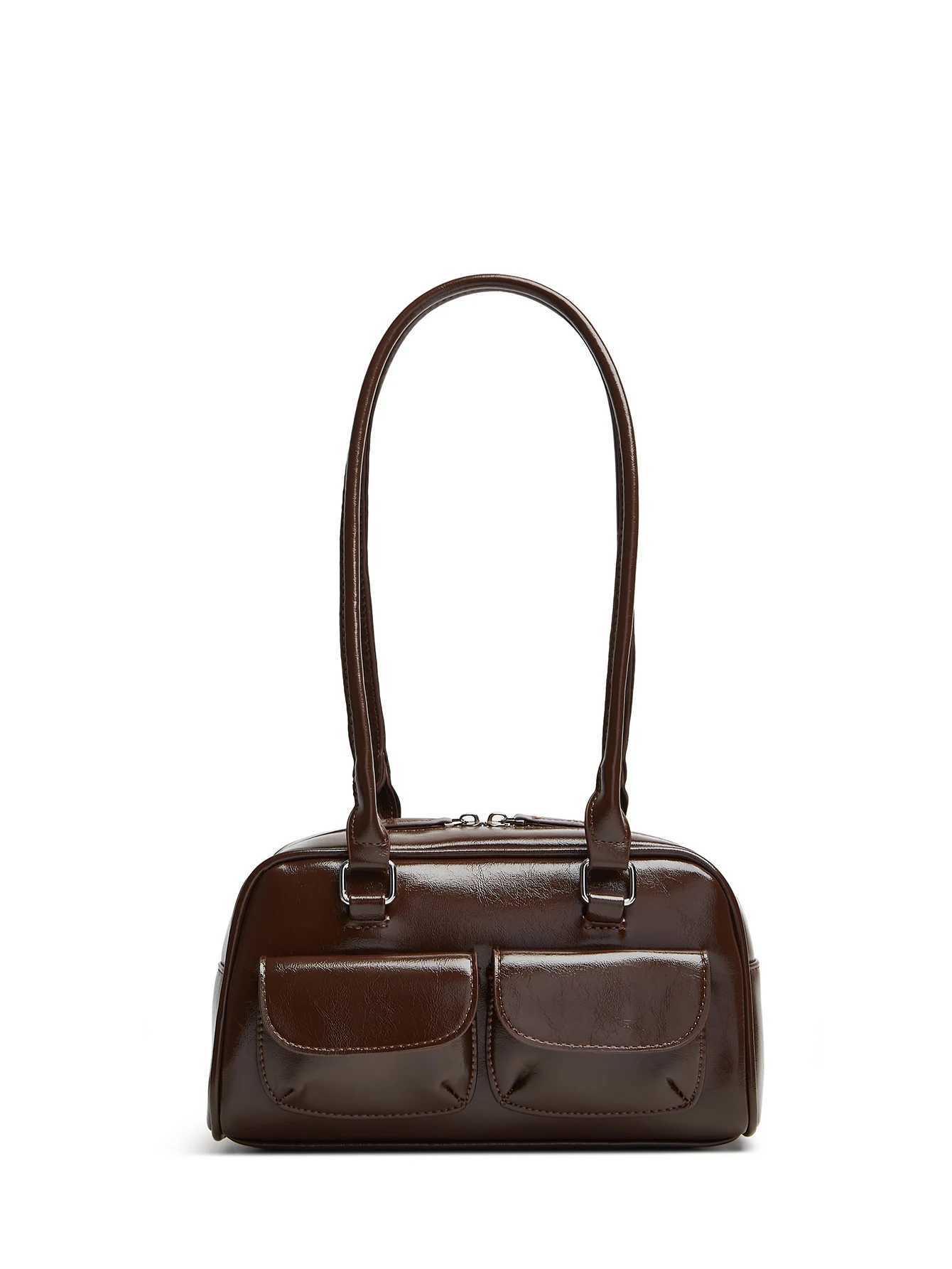 Lux Trendy Street Standoil Korean designer bowling box handbag for Wenboste handbag Pu leather bag Fem accessories Y240102