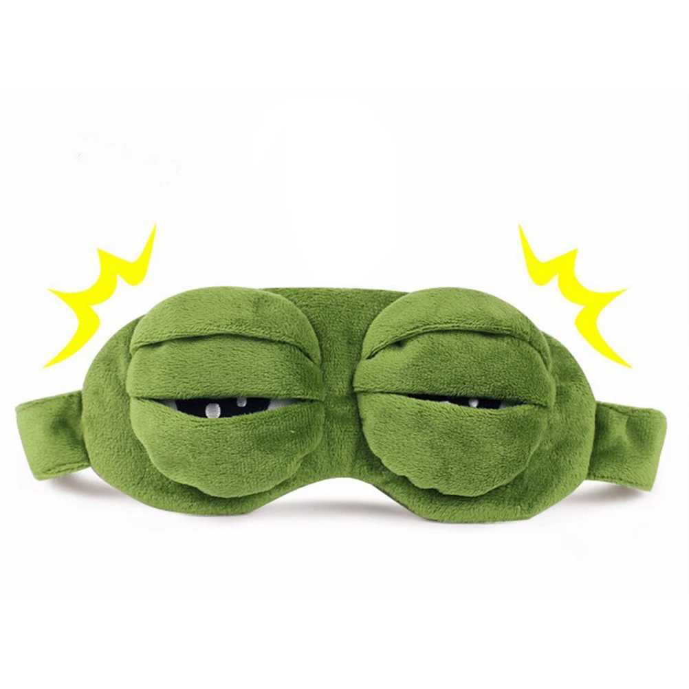 Funny Creative Pepe The Frog 3D Eye Mask Cover Cartoon Soft P Sleeping Mask Green Cute Eyeshade Blindfold Gift Women GirlsXJ250103