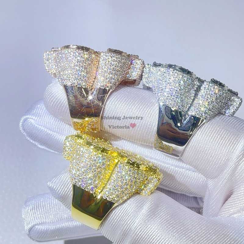 pass diamond tester hip hop iced out dollar sign vvs moissanite diamond men rings silver 925