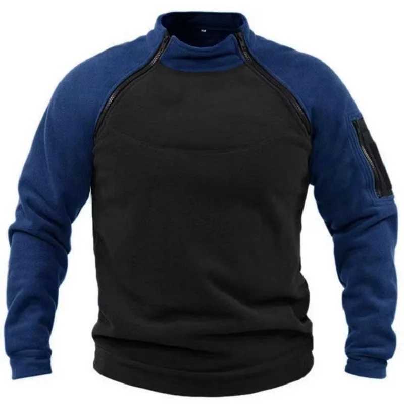 New tactical sportswear outdoor autumn and winter mens standing collar pull-out tactile wool jacket solid color warm clothing W250103