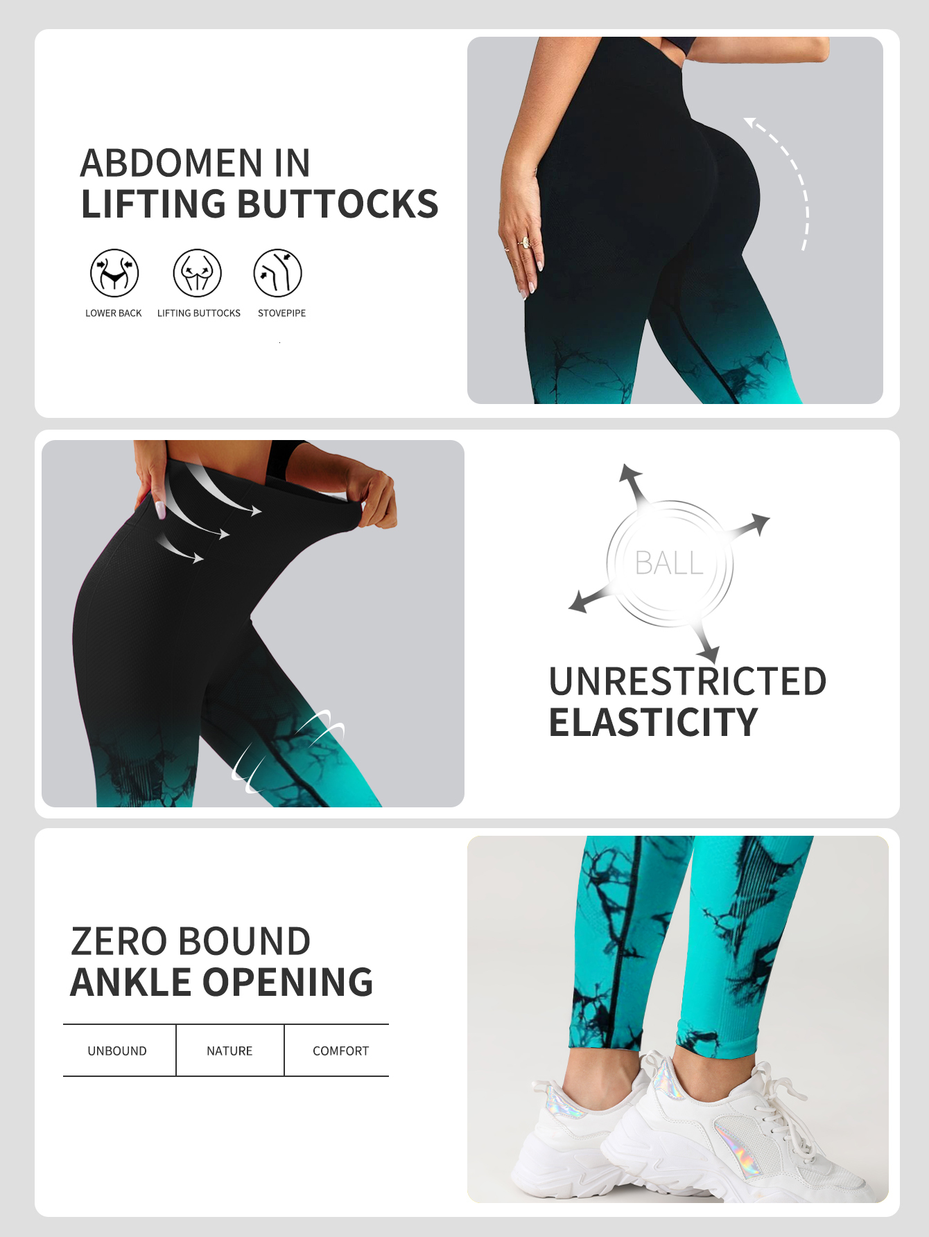 Gradient Tie Dye Yoga Seamless Women's Running Sports Pants High Waist And Hip Lifting Fiess Clothes Elastic Tight P