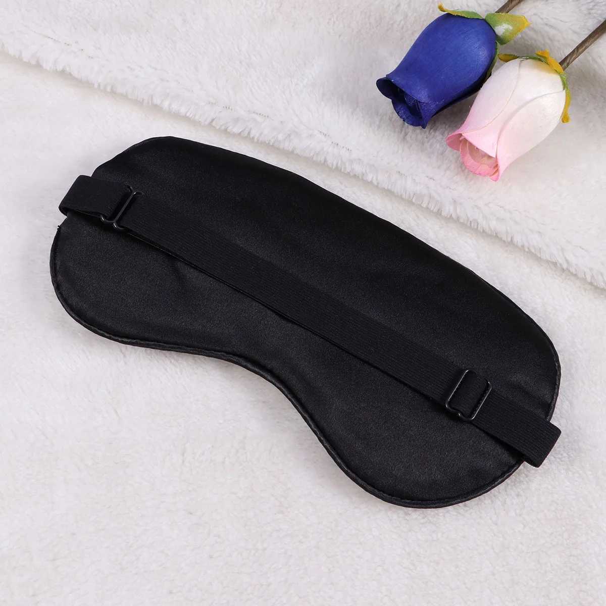 Silk Sleep Eye Mask Embroidery Eyeshade Large Blindfold Night Blinder for Men Women and s (Black and Black Inserted Line)XJ250103