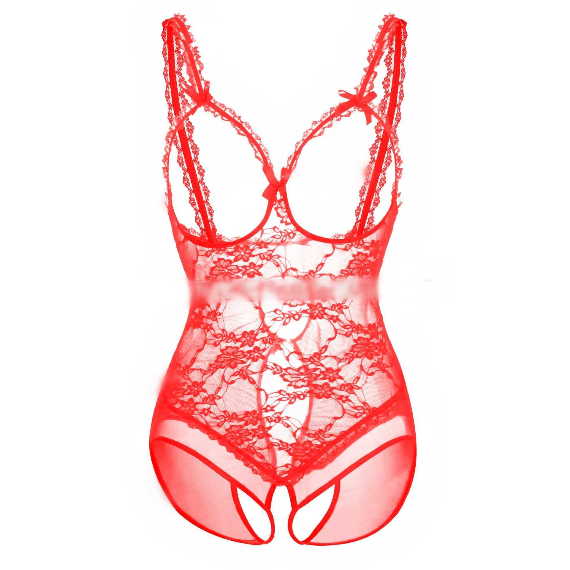 S-6XL Hot Sex Lace Underwear Womens Sexy Hollow Underwear Pornographic Dress Open Bra Crotch Sexy Underwear Teddy Plus Size Pornographic Sex W250103
