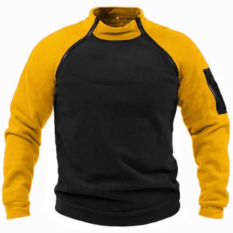 New tactical sportswear outdoor autumn and winter mens standing collar pull-out tactile wool jacket solid color warm clothing W250103