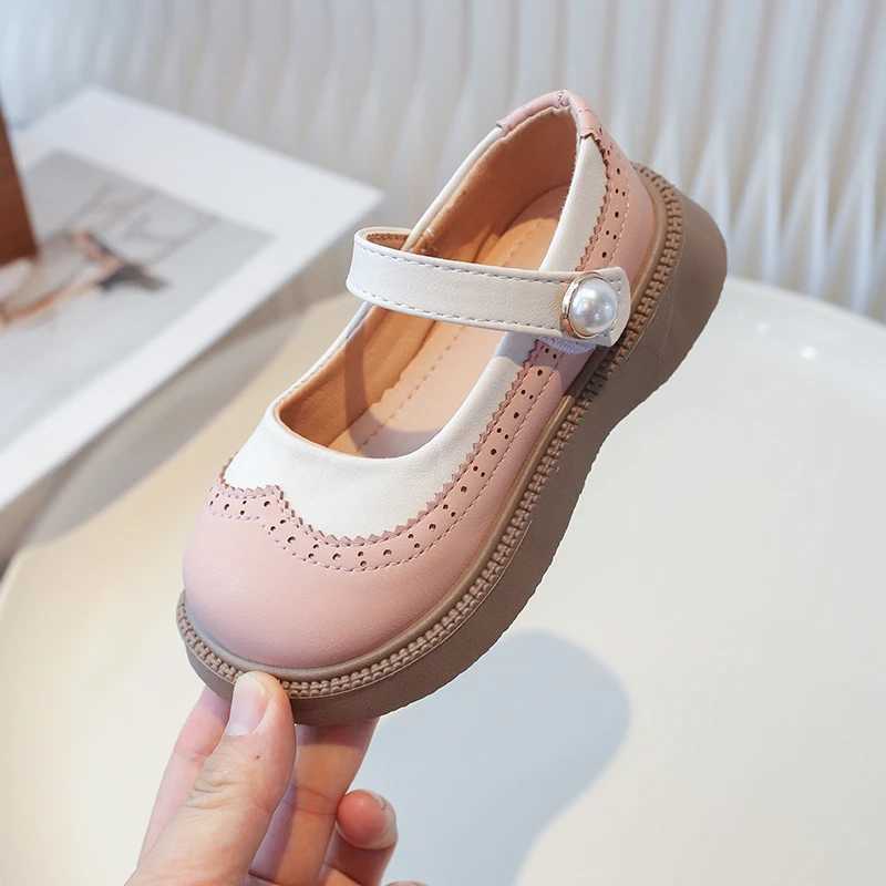 Girls Mary Janes Pink Black Matte Retro Elegant Short and Fat Childrens Leather Shoes Hook Loop Round Toe Spring Daily Childrens Shoes 26-36 M250103