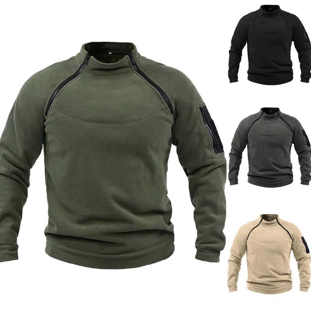 Mens wool floral solid color stand up collar jacket tactical outdoor sports jacket mens windproof thick sportswear W250103