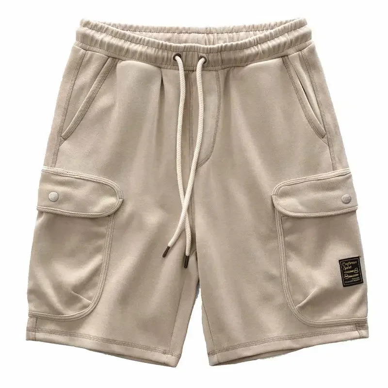 Knitted mens cargo shorts Japanese cotton elastic waist shorts summer breathable sports jogging shorts mens sweater shorts 250102