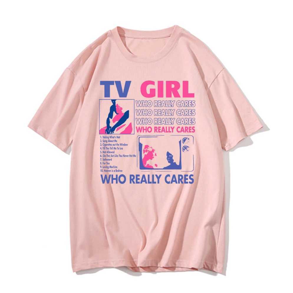 TV Girl Who Really Cares Graphic Print Cotton T-Shirts Men Women Short Sleeve T Shirt Oversized Harajuku Tees Tops Man ClothingXJ240102