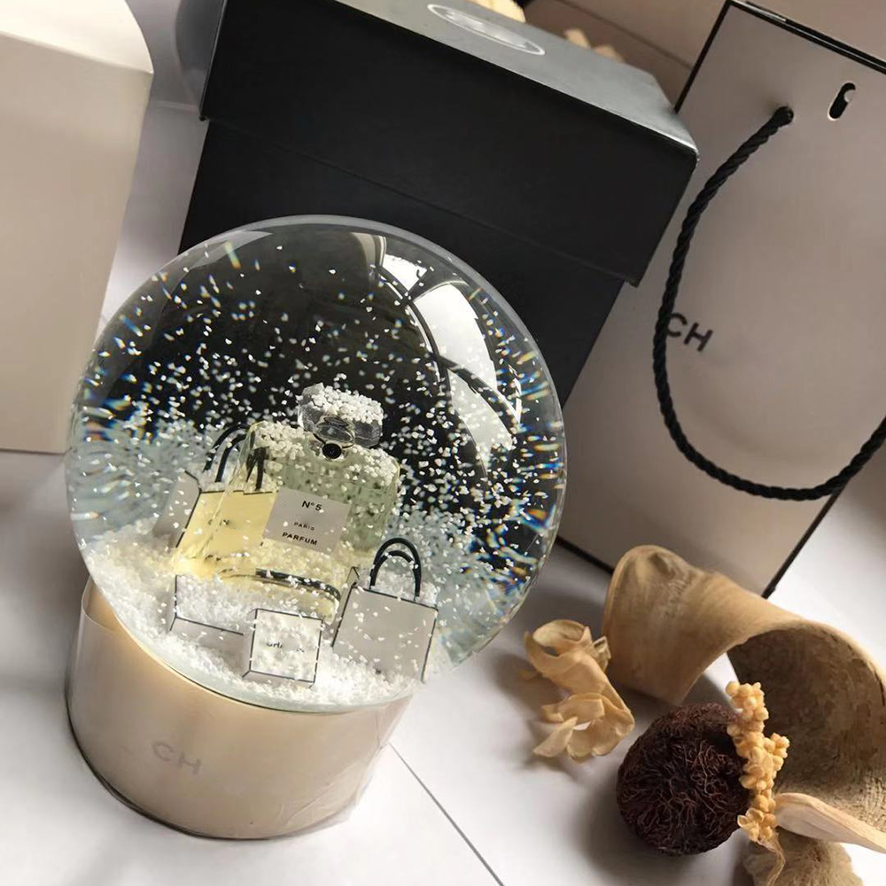 CClassics Golden Snow Globe With Perfume Bottle Inside Snow Crystal Ball for Special Birthday Novelty Christmas VIP Gift with Gift Box