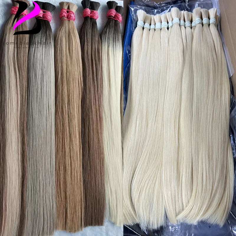 No Weft Vietnamese Hair Human Hair Bulk 613 100% Straight Hair Bulk 12-30inch 99j Real Natural Hair Extension Grey 250102