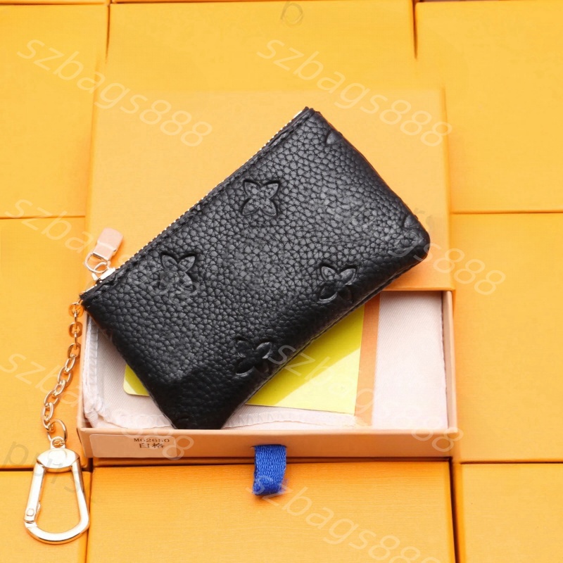 Luxury Designer With box Key Pouch Wallet Leather Card Holders Purse CLES Fashion Women Men Key Ring Credit Coin Purses Mini Wallets Charm Brown purse wallet