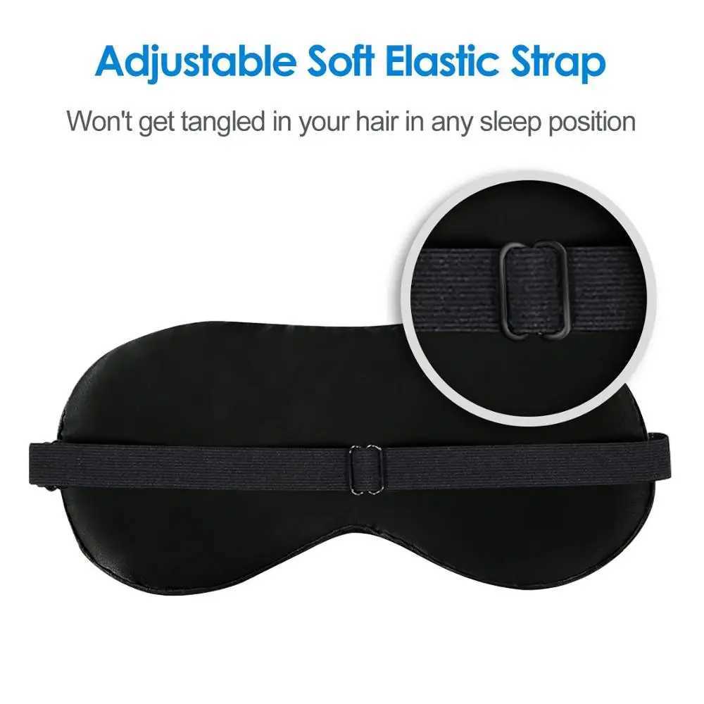 Breathable Silk Sleep Mask Eyeshade Black Sleeping Mask Eye Shade Cover Blindfolds Travel Sleeping Eye Mask Trip Relax GadgetXJ250103