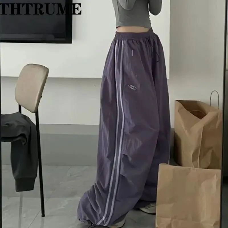 Y2K retro womens loose pants with oversized hip-hop pockets fashionable and fashionable products casual office ladies bags Trousers 250102