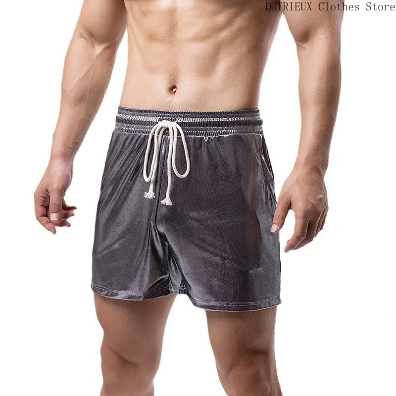 Elastic waist sports three piece fitness running shorts shiny and fashionable mens casual shorts bar party performance shorts 241230