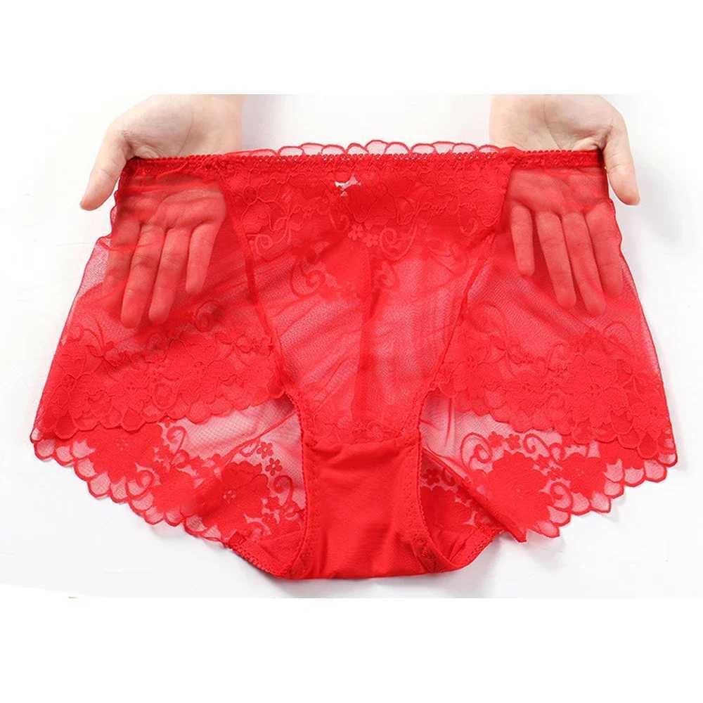 Plus Size Women Panties High Waist Sexy Underwear Fat Mother Lace Transparent Briefs Fashion Solid Seamless Underpants Fast SendXJ250103