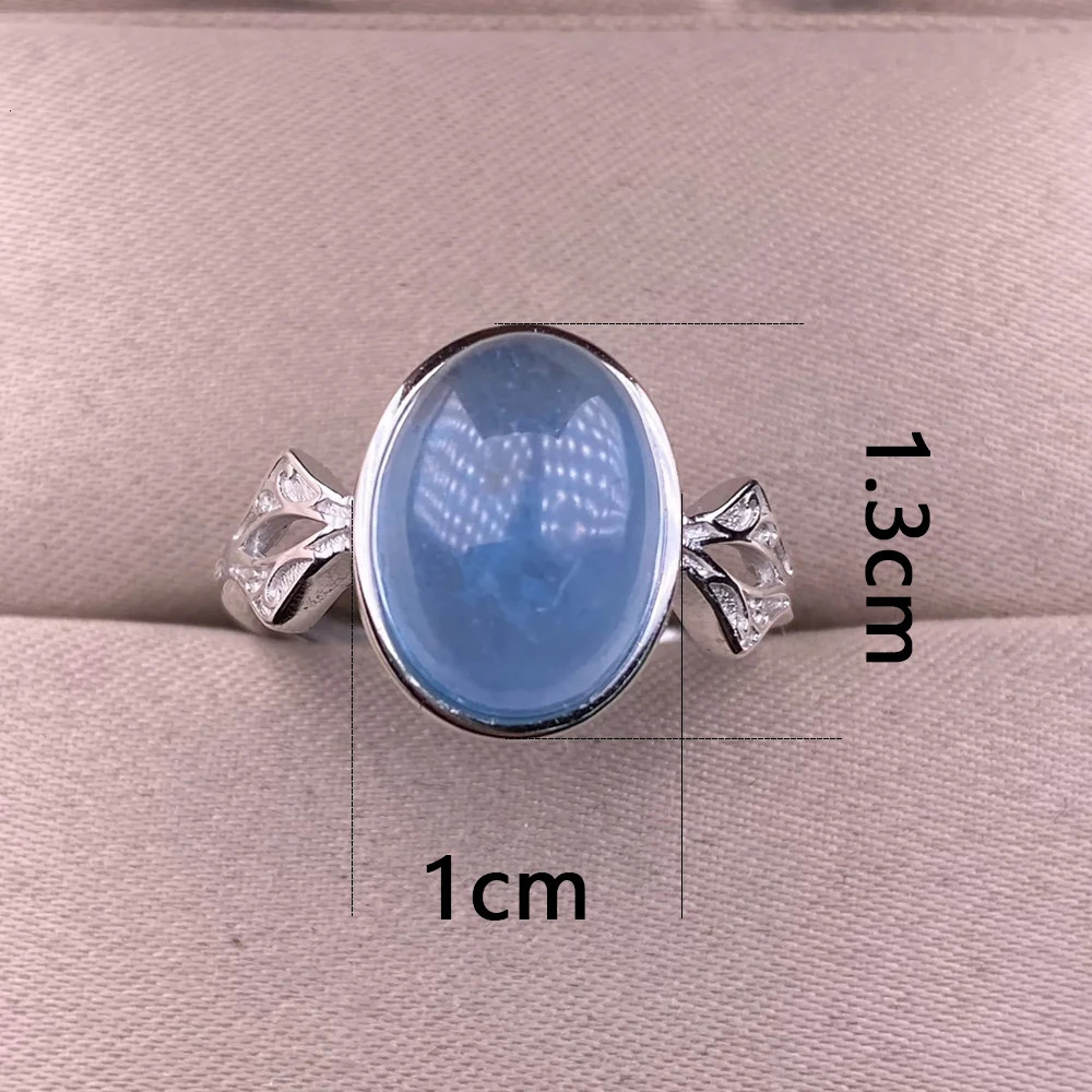 Natural Sea Blue Treasure Womens Ring Jewelry S925 Pure Silver Simple Fashion Colorful Crystal Jewelry Daily Edition 250102