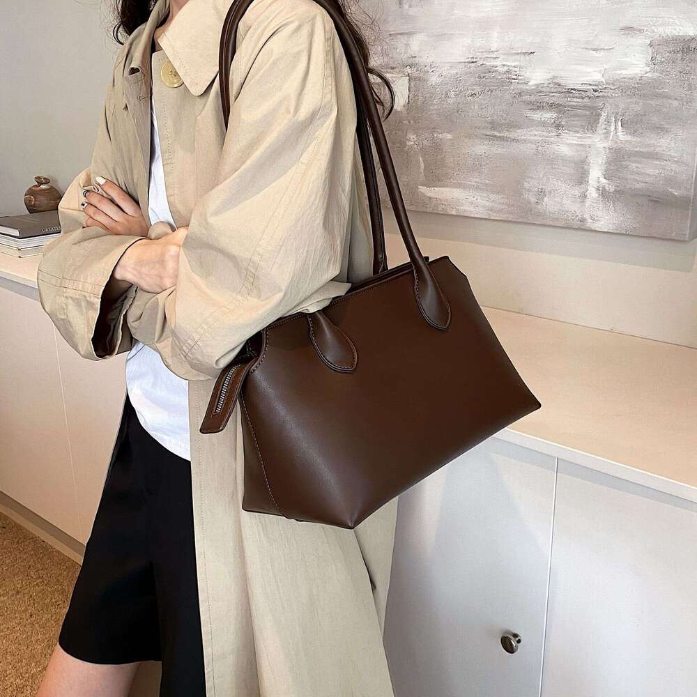 Women's Bags Tote New Row Handbag Premium Texture Shoulder Large Capacity Solid Color Underarm Bag
