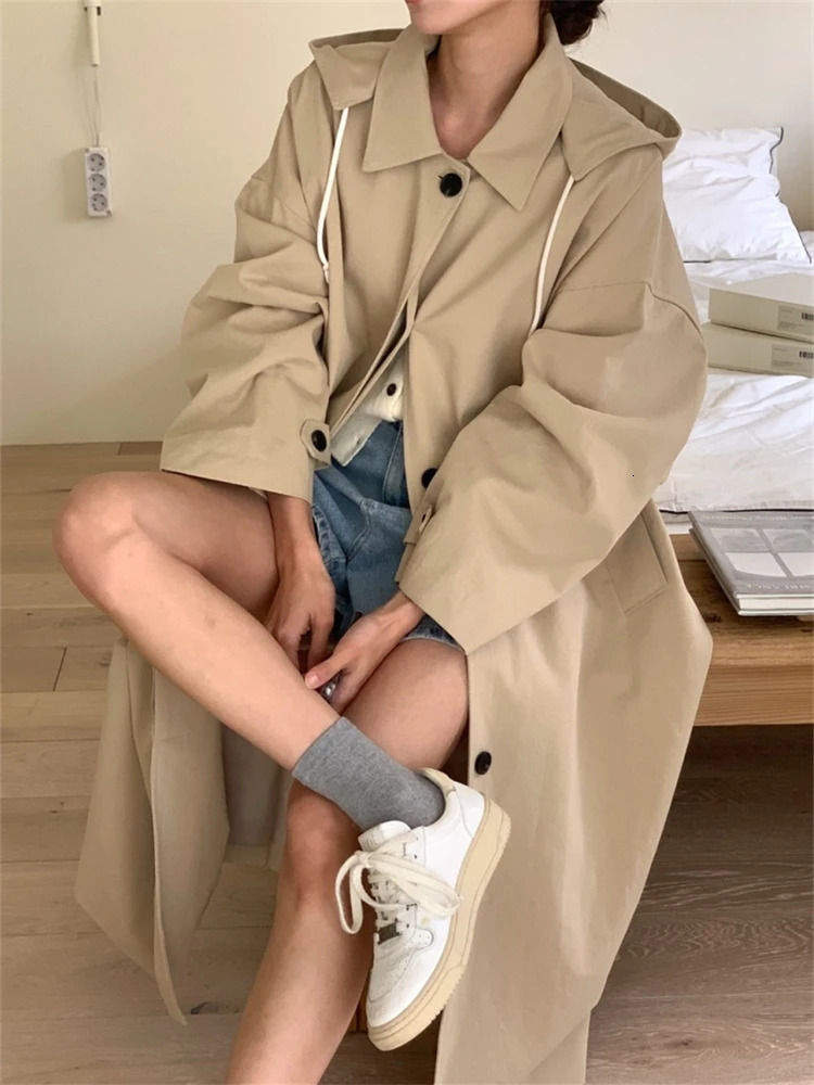 2024 WomenS Hooded Jackets Spring Autumn Causal Windbreaker Women Basic Jacket Coats Zipper Loose Jackets Famale Oversize 241224
