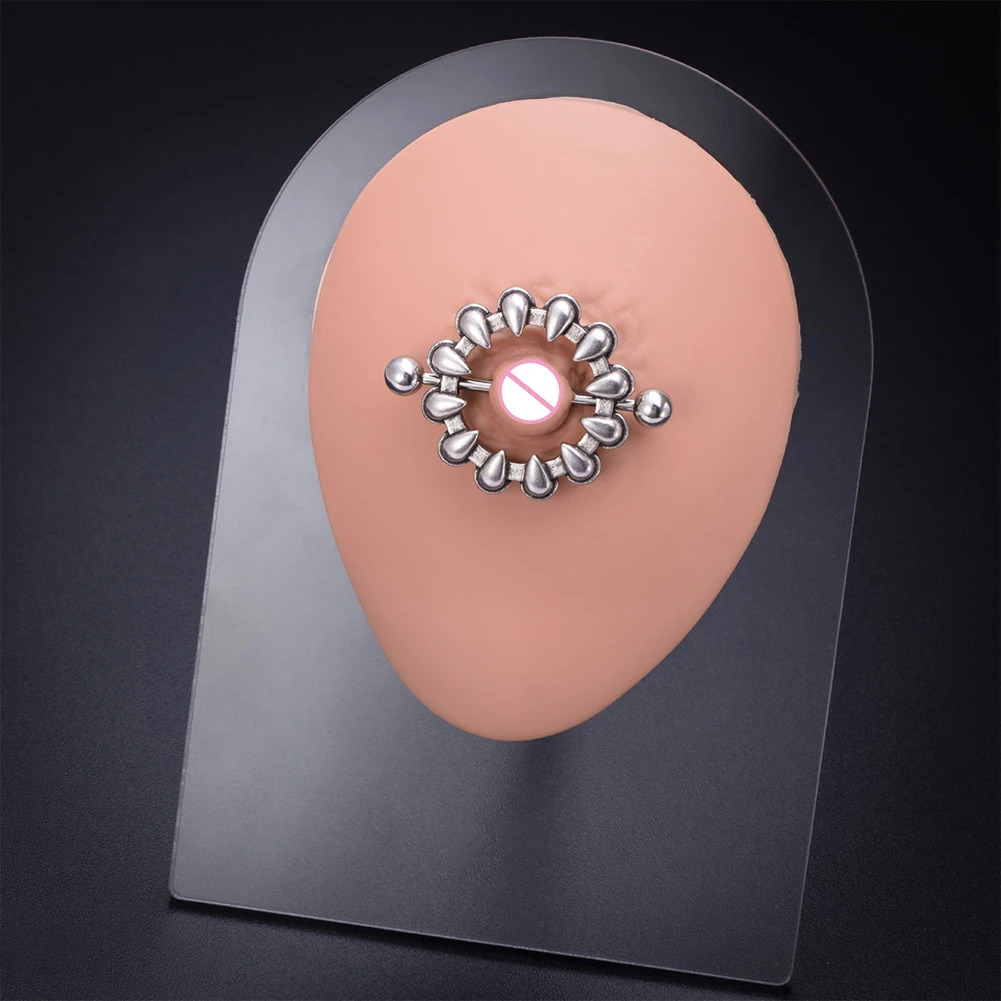 1pc Silicone Human Mouth Nose Ear Tongue Model Simulation Face Model with Display Stand Piercing Jewelry Display Teaching Tool 250103