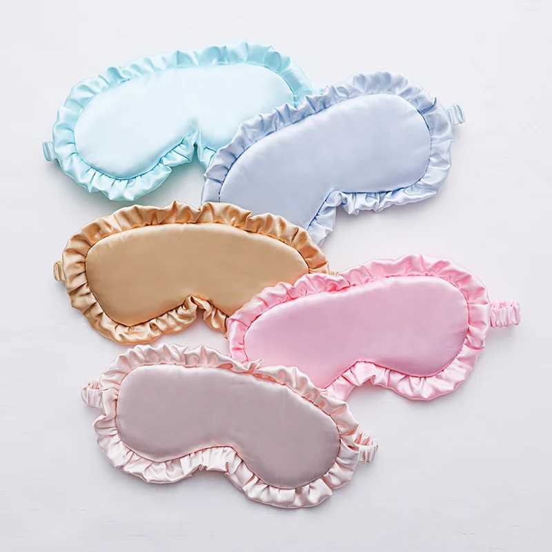 Silk Ruffle Sleep Eye Mask Soft Sleeping Eye Covers Multicolor Night Dream Blackout Eye Patches for Woman Man to Sleep BetterXJ250103