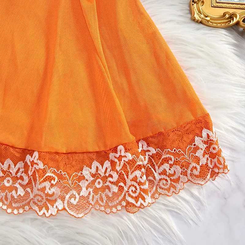 Sexy evening gown womens suspender sleepwear elegant clothing embroidered dress bright color sleepwear set with thong baby doll W250103