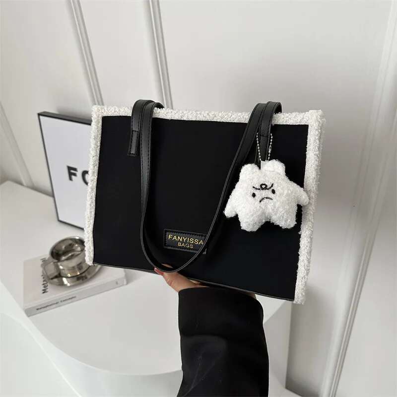 new imitation suede and cashmere patch women s shoulder bag designer department retro cartoon pendant crossbody bag square handbag bag