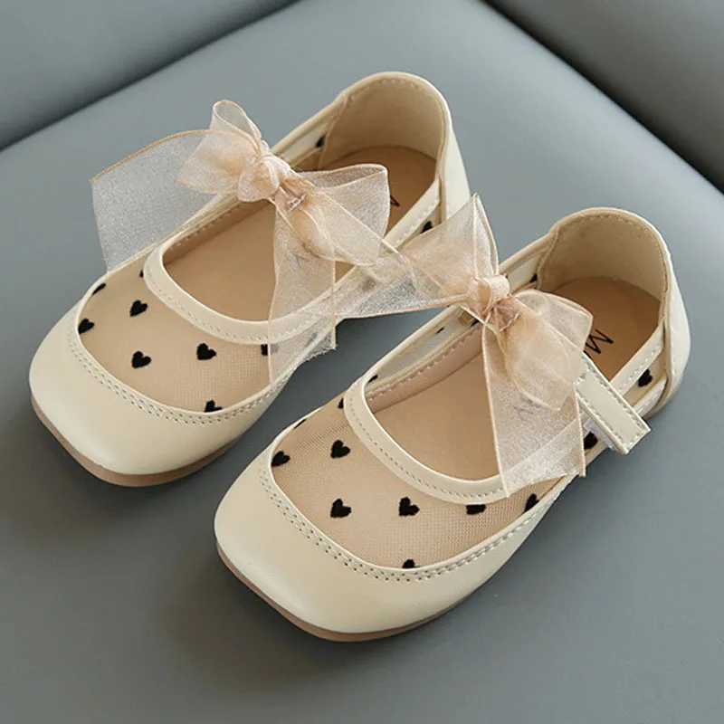 Spring and summer childrens flat shoes girls single shoes lace bow sweet baby sandals princess party dress shoes CSH1259 M250103