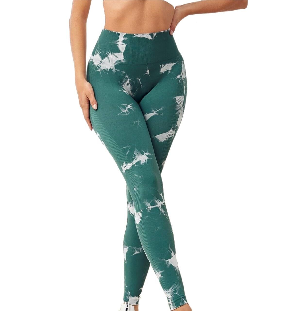 Zha Piao High Waist Tight Yoga Pants/Hip Lift Fiess Seamless Tie Dye Moisture Absorbing Sports Tights