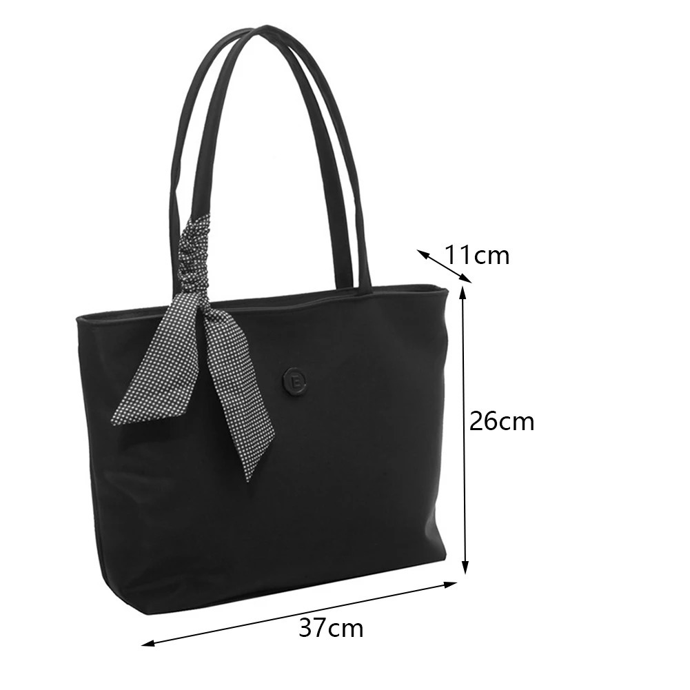 Women Small Tote Bag BowDecor SolidColor Aesthetic Shoulder Handbag Waterproof Shopping For School And Everyday Life 250102