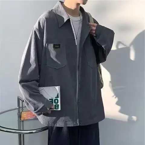Spring and Autumn Mens Corduroy Shirt Fashion Long Sleeve Casual Retro Loose Fit American Jacket Inventory W250103