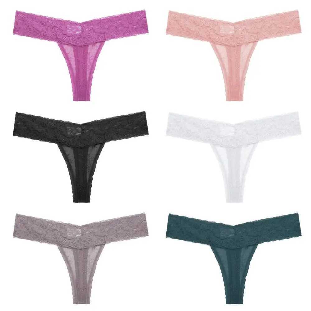 Floral Lace Thong Seamless Panties Solid Color Traceless Briefs Female Lingerie Low Waist Sexy Underpants LadiesXJ250103