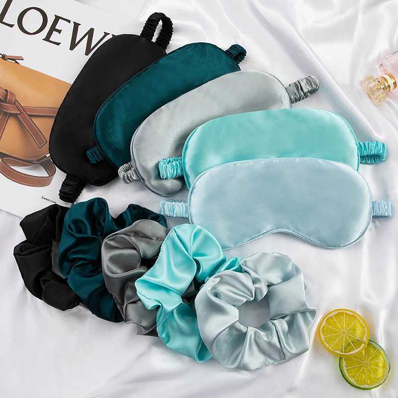 2Pcs/Set Women Imitated Silk Sleep Eye Mask Eye Patches Face Mask Eyeshade Blindfold Travel Rest Eye Cover Night EyeshadeXJ250103