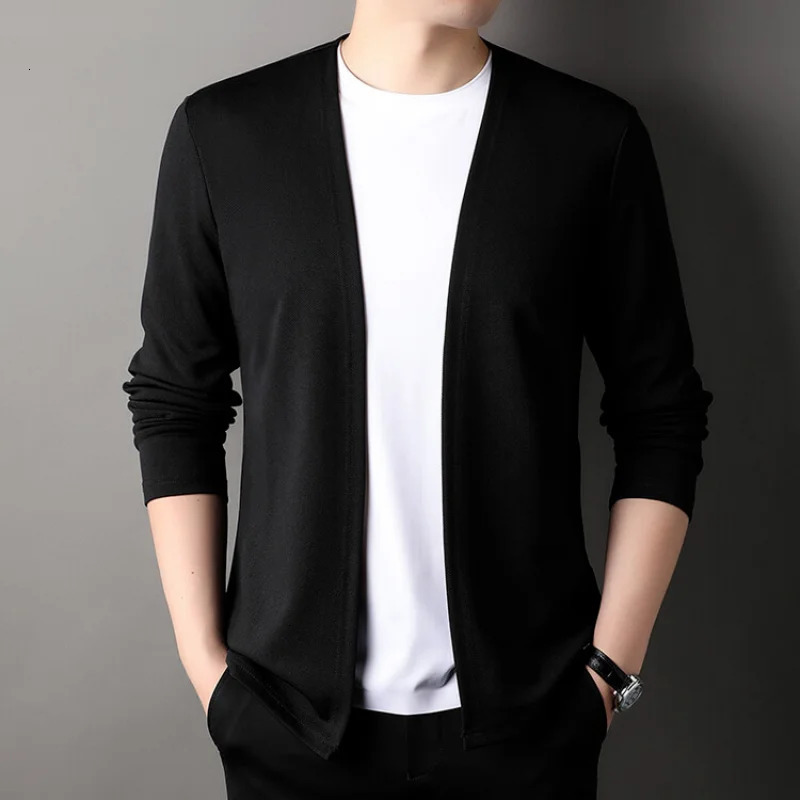 Korean Fashion Men Cardigan Jackets Spring Autumn Light Thin Breathable Versatile Business Casual Long Sleeve Slim Coats 250103