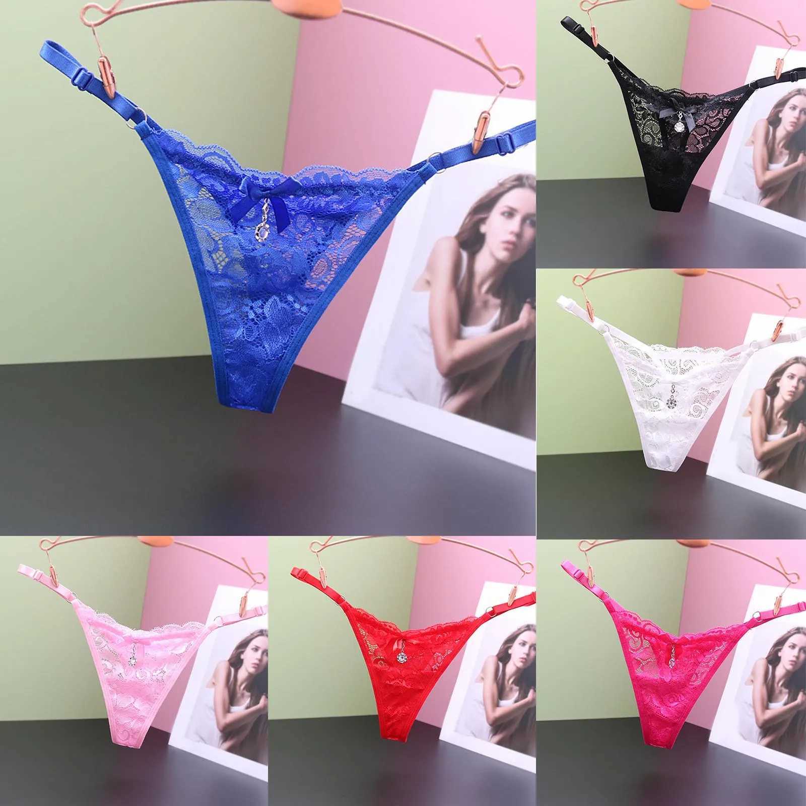 Womens cotton underwear plus size womens transparent lace thong adjustable waist bow net sexy seamless underwear Calcinhas Feminina W250103
