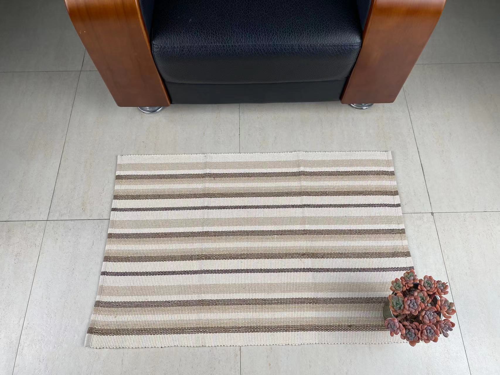 Soft Durable Hand-Knit Cotton Floor Mat - Vibrant Colors& Good Ventilation & High Absorbency