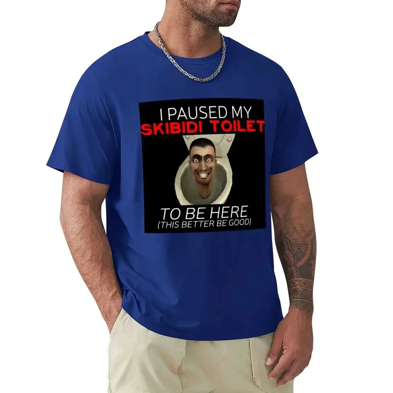 Short Sleeve I Paused My Skibidi Toilet To Be Here Meme T-Shirt Boys Whites Summer Clothes Anime Graphic Clothes Mens ClothingXJ240102