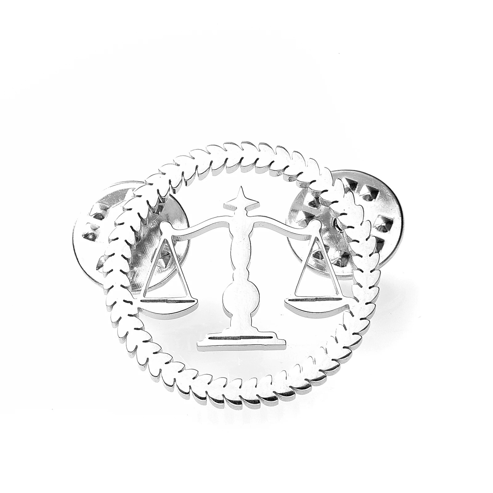 Qi Wu Libra Balance Advocate Lawyer Brooch Justice and Equity Symbol For Mens Shirt Jewelry Lawyers Judge Steel Lapel Pin 250103