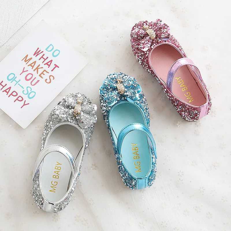 Fashion Girls Shoes Kids Flats Shoes sequins rhinestone princess bow Flats Shoes Fall M250103
