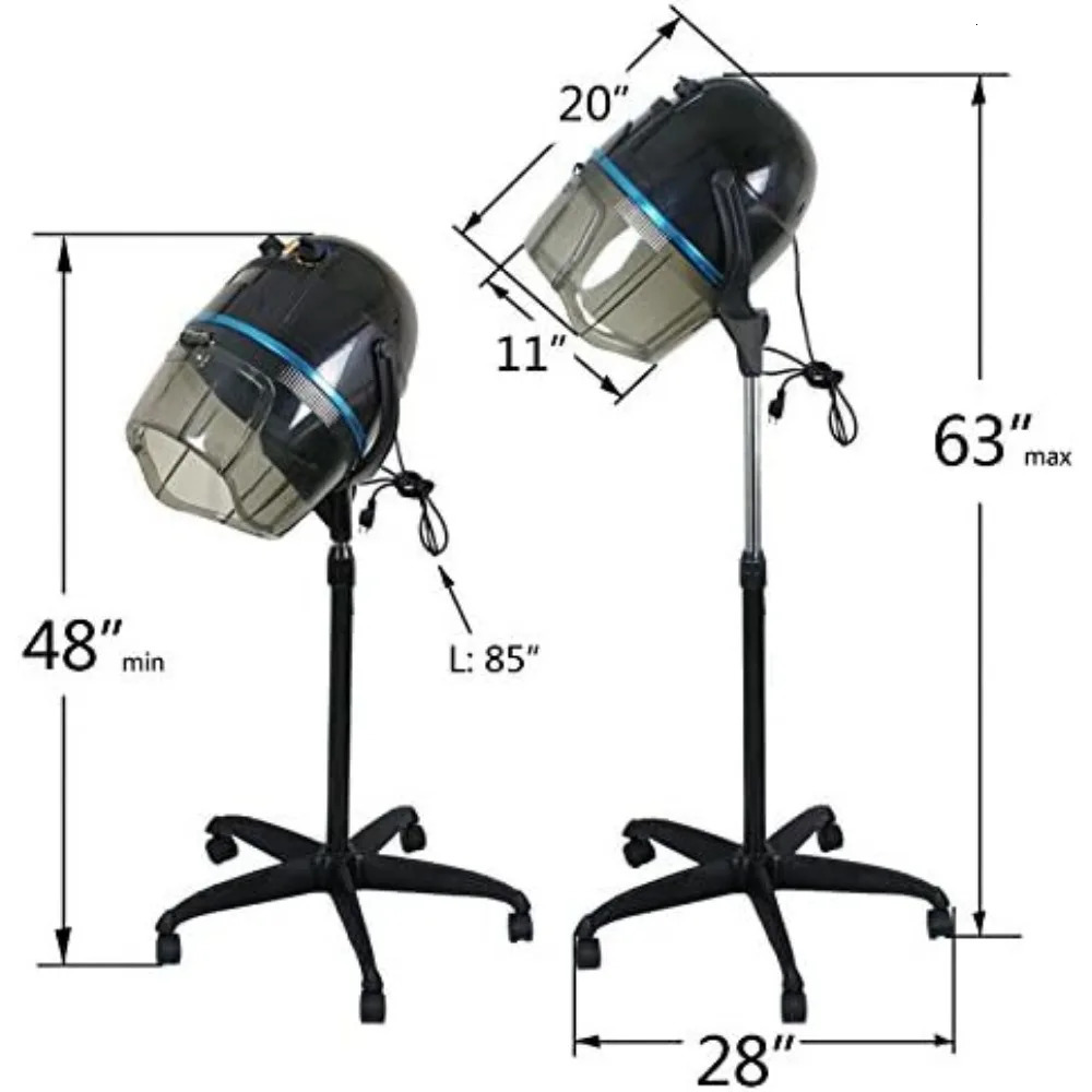 Ionic Hooded Hair Dryer 1300W Adjustable Stand Up Bonnet Salon Equipment with Rolling Base for Home Drying 241230