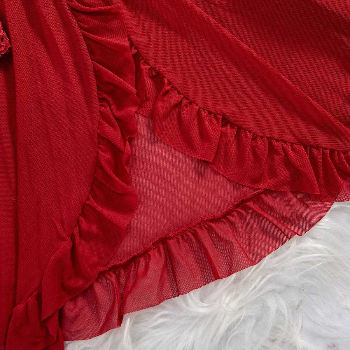 Transparent red sexy lingerie womens lingerie see through sleepwear lace sleepwear and underwear sleepwear set womens sexy sleepwear W250103