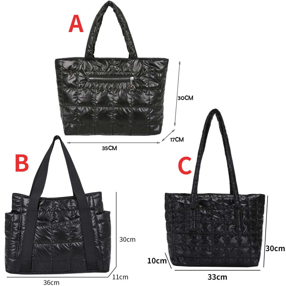 Fashion Quilted Lattice Top-Handle Bags For Female Casual Nylon Solid Color Shopping Handbags Large Capacity Women Shoulder Bag