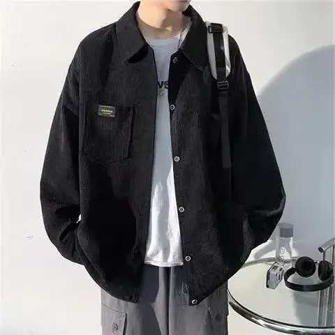 Spring and Autumn Mens Corduroy Shirt Fashion Long Sleeve Casual Retro Loose Fit American Jacket Inventory W250103
