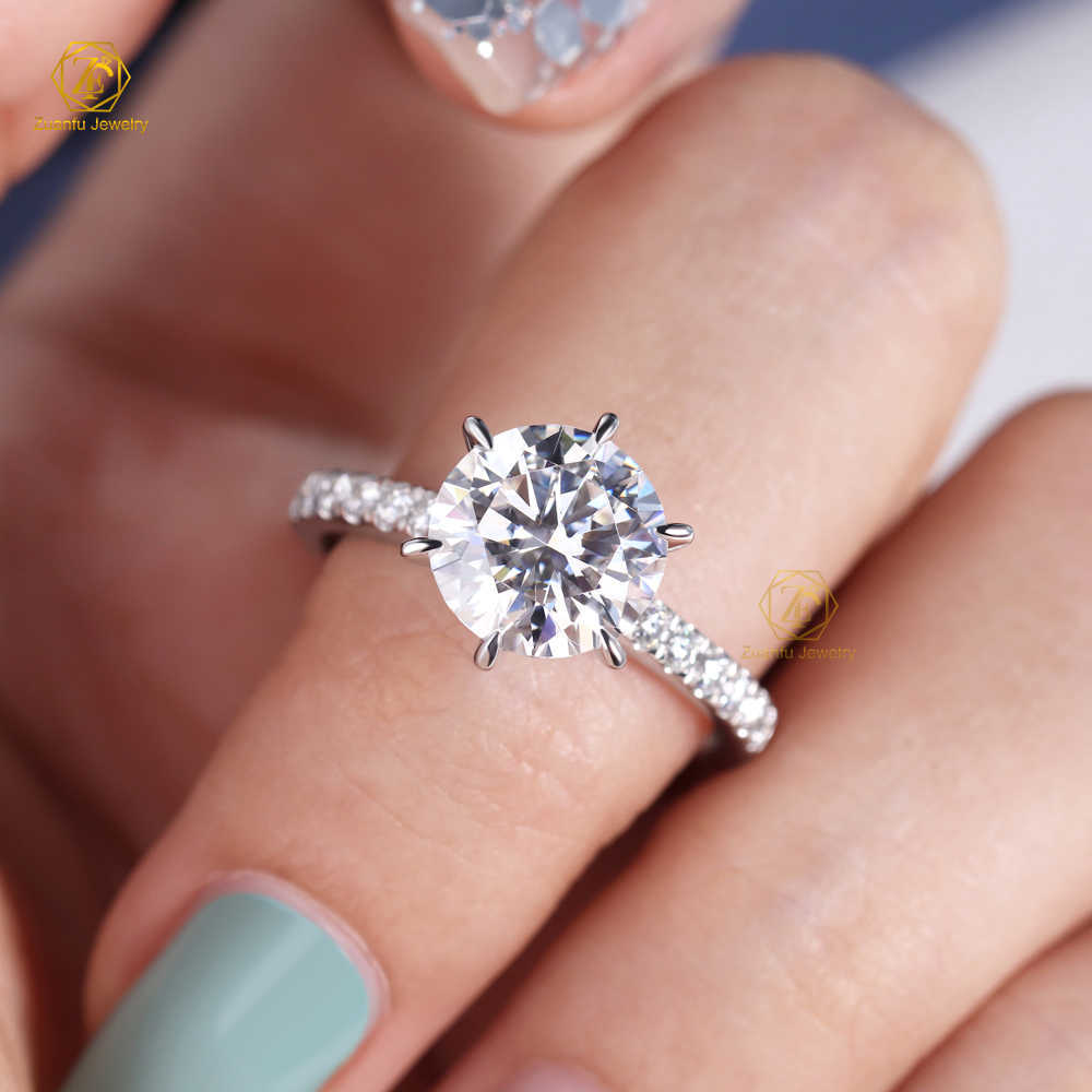 Custom Ring 18K Gold Platinum VVS 3CT Round Moissanite Engagement Ring White/Yellow/Rose Gold Moissanite Ring Wedding Ring