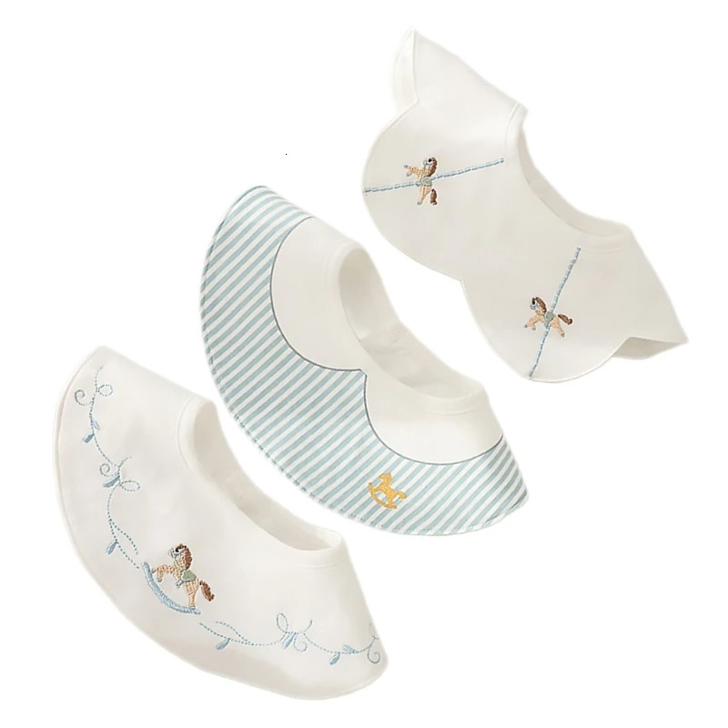 57EE Set of 3 Waterproof Comfortable Baby Bibs with Embroidery for Protections Gift 250103