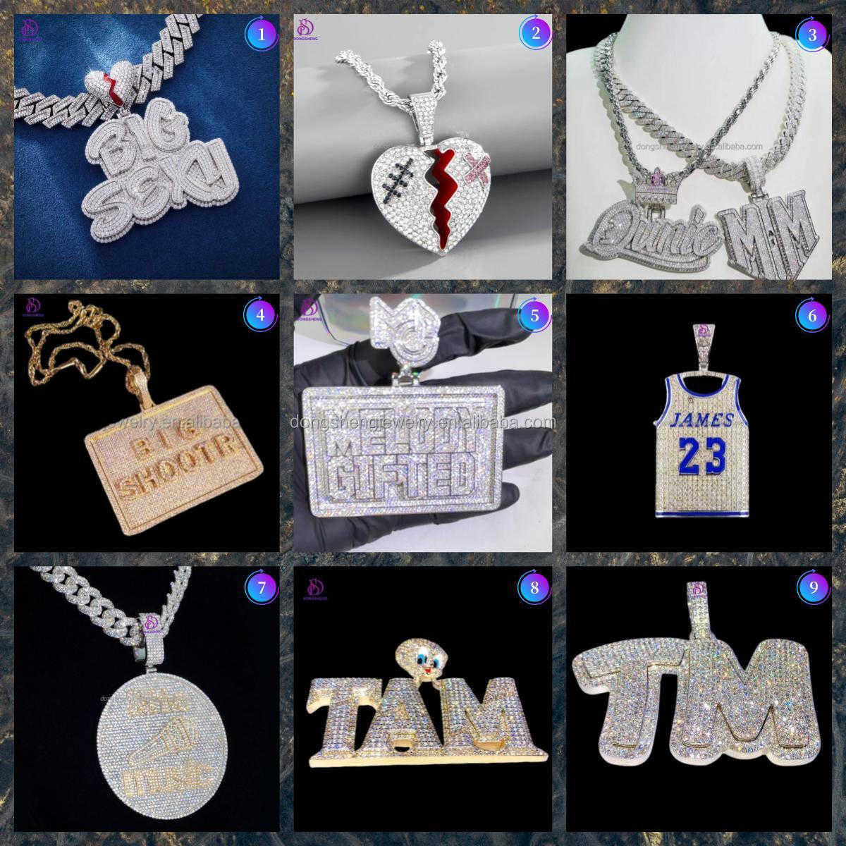 Pass the diamond test pen Hip hop Jewelry 925 sterling silver Charm necklace 18mm Iced Out Moissanite Cuban chain necklace